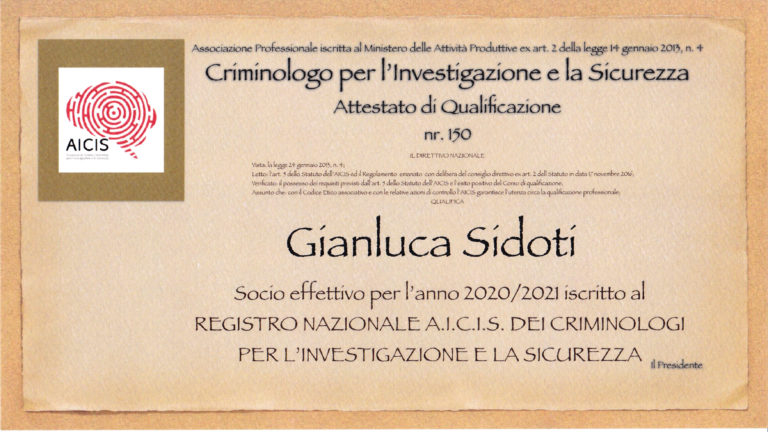 attestato criminologia gianluca